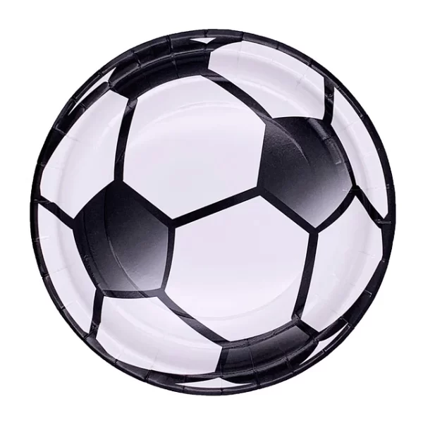 Plato Pelota Fútbol Blanco Negro 6 Uni