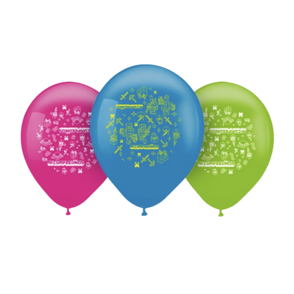 Globos látex Minecraft 12 unidades