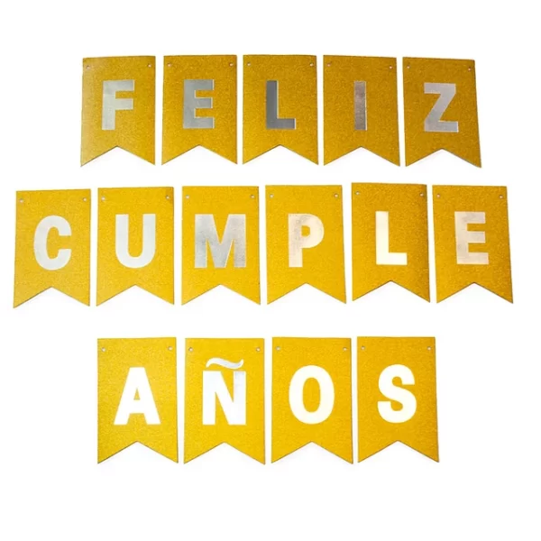 Banderín Feliz Cumpleaños Dorado