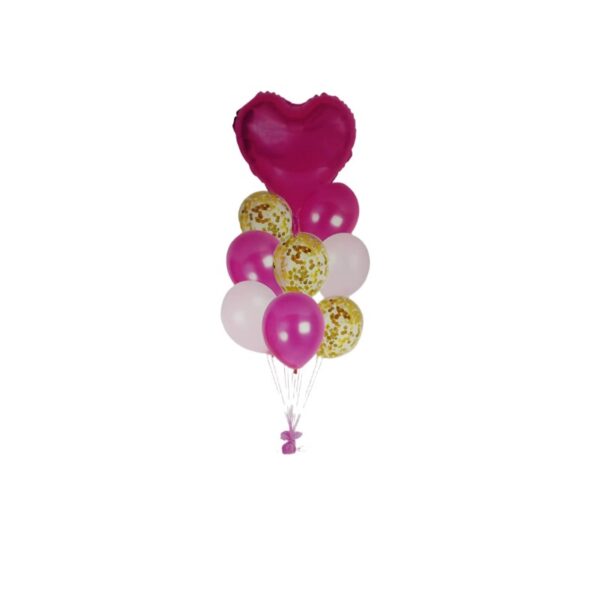 Decoración globo corazón fucsia (9pzas)