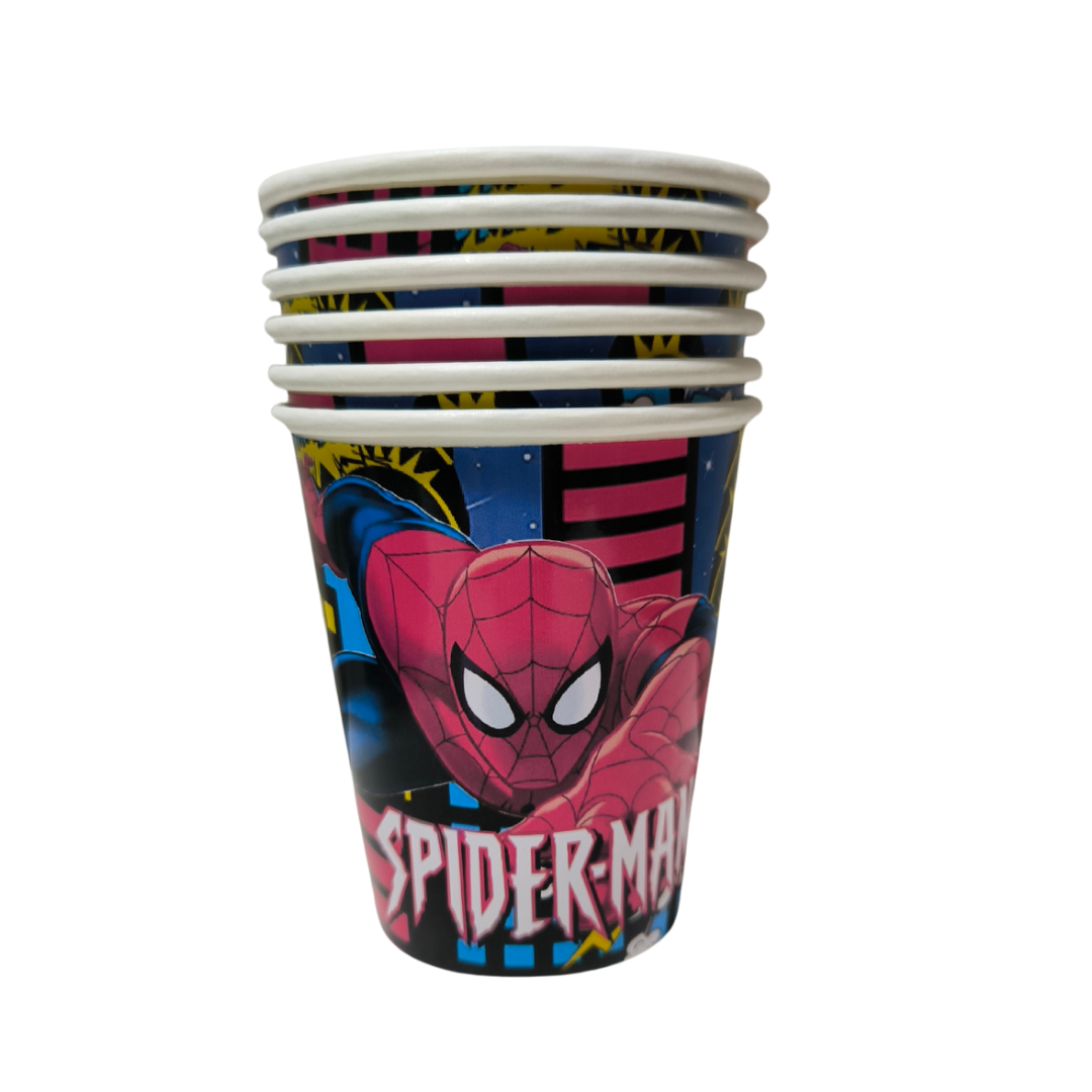Pack 6 Vasos Cumpleaños Spiderman Cotillón Concepción 