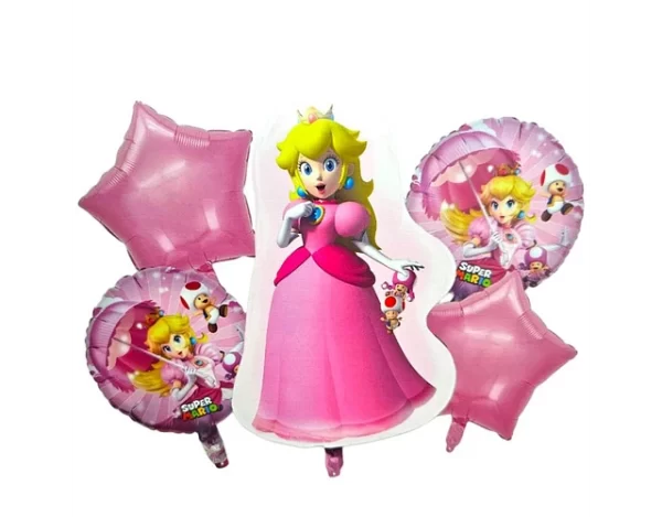 Set de 5 Globos Princesa Peach